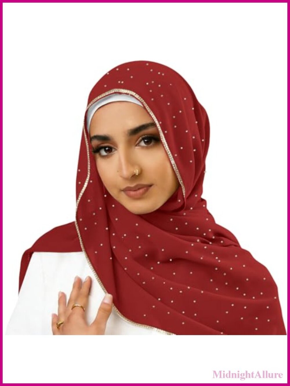 Chiffon Rhinestone Hijab Scarf Long Shawl Wrap Head Cover